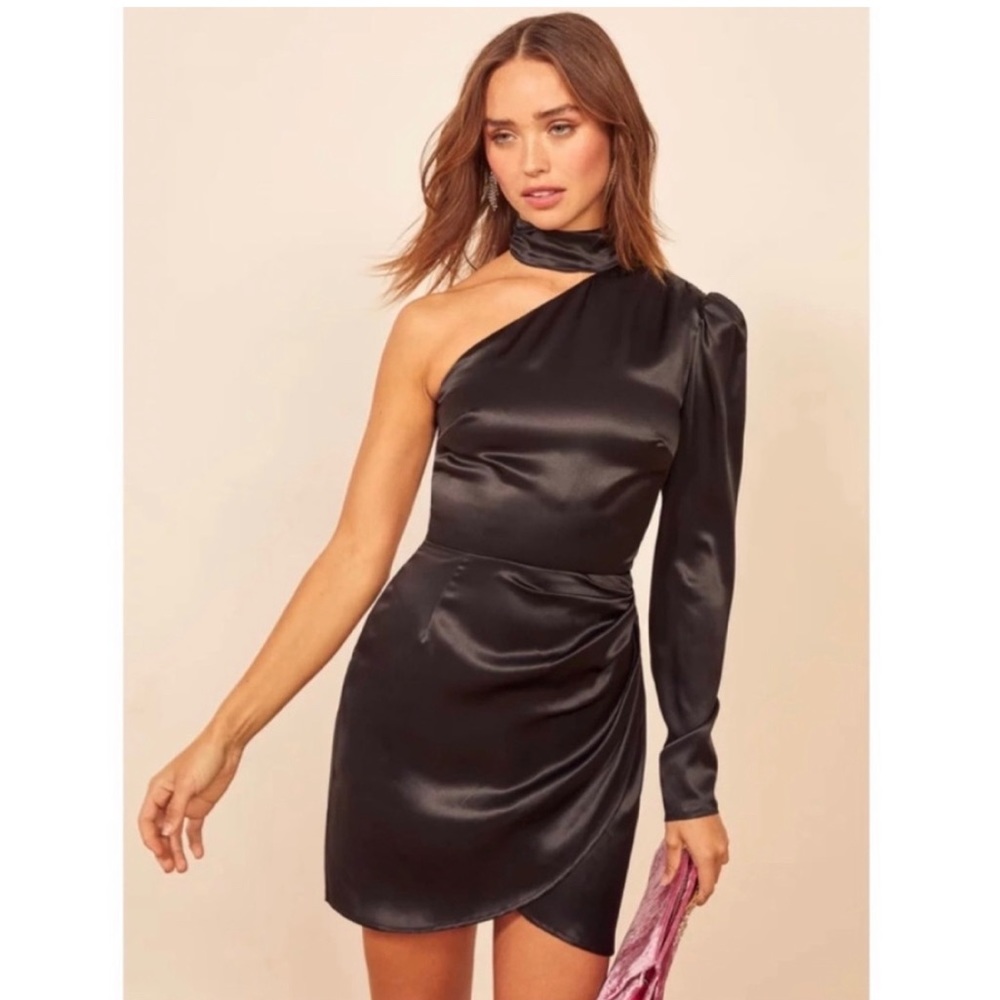 NEW Reformation Tate Dress One Shoulder Silk